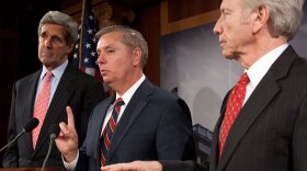 After spending months negotiating with Sens. John Kerry (left) and Joseph Lieberman (right) on climate-change legislation, Sen. Lindsey Graham (center) pulled out of the effort.