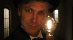 Steven Johnson as "Steven Edison" and the lightbulb.