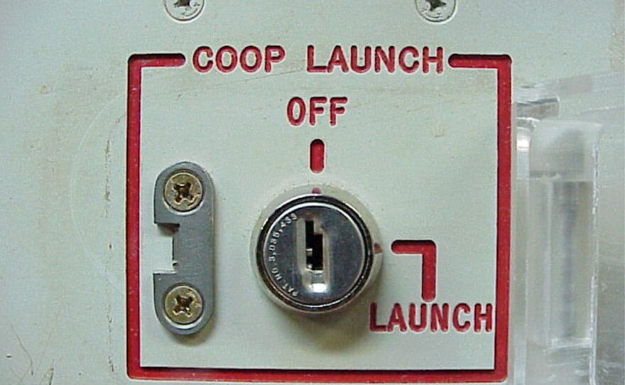 The launch-key mechanism at the deactivated Delta Nine Launch Facility near Wall, S.D., in 2002.