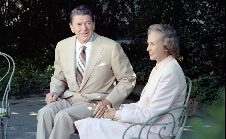 Sandra Day O'Connor in the Rose Garden with President Reagan, July, 15, 1981.