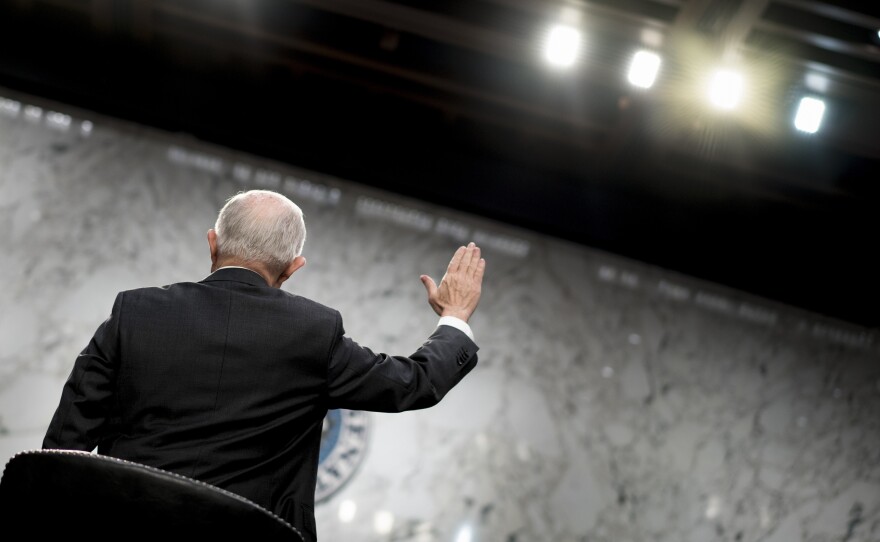 Attorney General Jeff Sessions testifies during a Senate Intelligence Committee hearing on Capitol Hill on Tuesday.