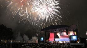 A photo of fireworks at the San Diego Symphony Summer Pops.