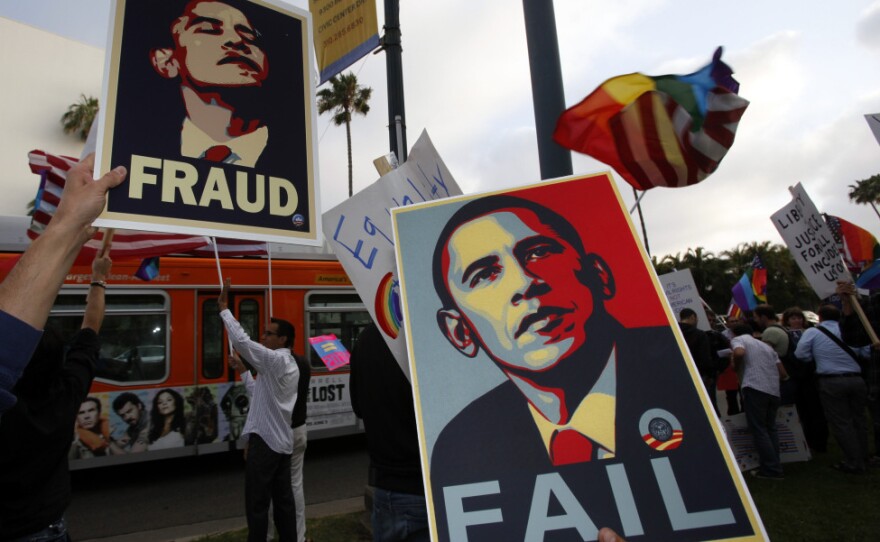 In May 2009, gay rights supporters demonstrated outside the Beverly Hills hotel where Obama attended a fundraiser to express disappointment over the lack of progress on gay rights. Since then, the military's "don't ask, don't tell" policy has been repealed, and the administration dropped legal support for the Defense of Marriage Act.