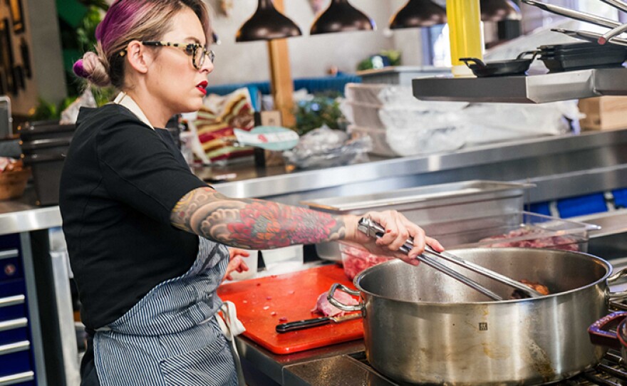 Chef Claudette Zepeda-Wilkins at her restaurant El Jardín, San Diego, Calif. The chef is featured on THE MIGRANT KITCHEN.