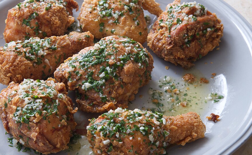 Garlic fried chicken.