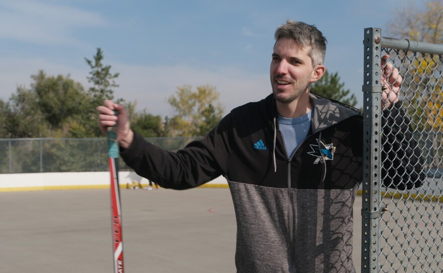 Kanye West Elector Kit Maclean takes a break from playing hockey