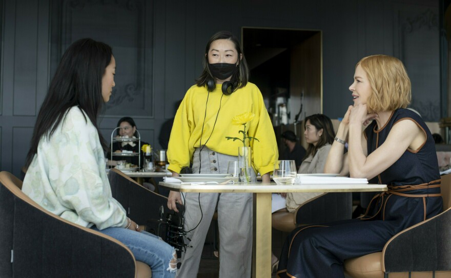 Lulu Wang (center) directs Ji-young Yoo and Nicole Kidman as Mercy and Margaret.