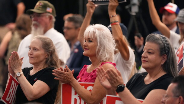 Supporters of Rep. Andy Biggs, who is running in the Republican primary for Arizona governor, at a campaign event last week.