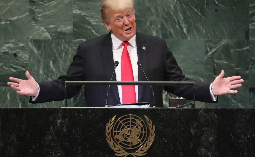 Then-President Donald Trump drew laughter during his 2018 speech to the U.N. General Assembly when he bragged about his accomplishments. "I didn't expect that reaction, but that's OK," he said.