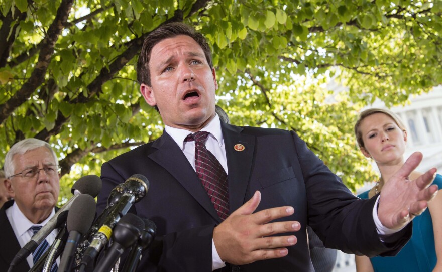 Three major Tea Party groups endorsed Ron DeSantis, R-Fla., to replace Marco Rubio in the Senate. DeSantis speaks here in 2013 against Obamacare.