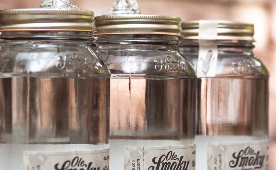 Ole Smoky's bottles are designed in keeping with the local eastern Tennessee tradition to "pass the jar." Moonshine was typically drunk out of old Mason jars.