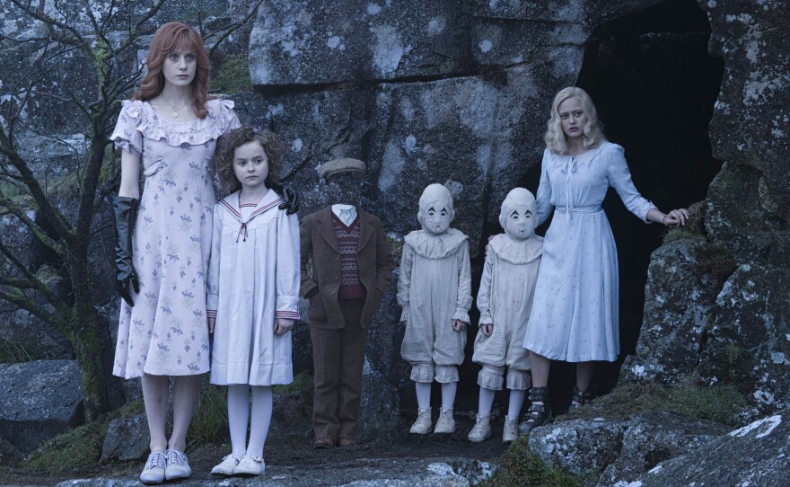 Olive (Lauren McCrostie), from left, Bronwyn (Pixie Davies), Millard (Cameron King), the twins (Thomas and Joseph Odwell) and Emma (Ella Purnell) are some of the "Peculiars" in <em>Miss Peregrine's School for Peculiar Children.</em>