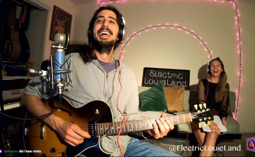 Louis Valenzuela is behind ElectricLouieLand, a livestreaming outlet for musicians in San Diego. In a recent stream, Valenzuela and vocalist Jessi Carr performed duos and standards together.