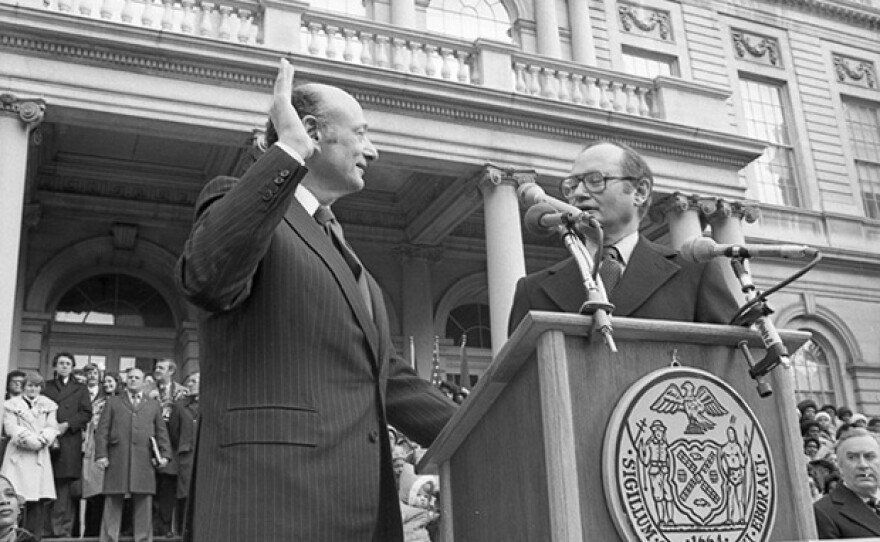 Ed Koch being sworn in as Mayor.