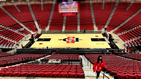 Viejas Arena on the San Diego State University campus following a women's basketball game. Jan. 3, 2022.