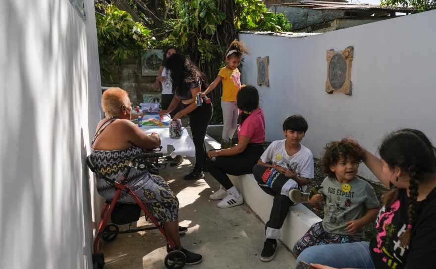 The painting station for children during Saturday's "sancocho comunitario" event.