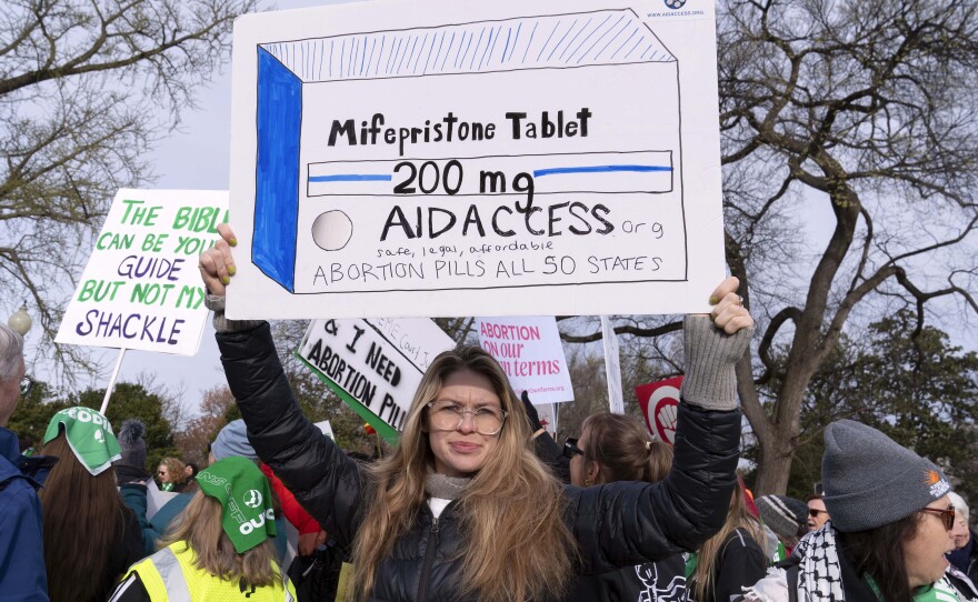 Abortion-rights activists protested outside of the Supreme Court in March 2024, when the overall FDA authorization of the abortion pill mifepristone. It remained available after that case.