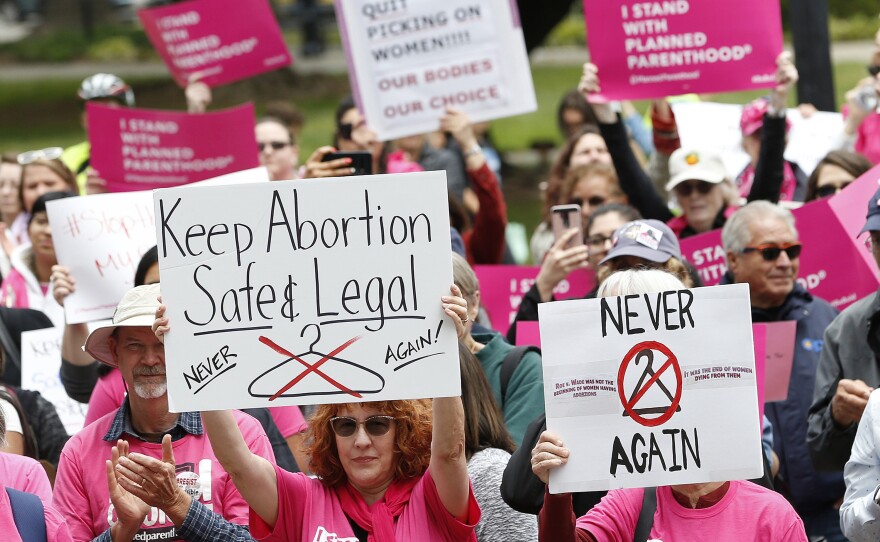 File photo of people rallying in support of abortion rights at the state Capitol in Sacramento, Calif., May 21, 2019.