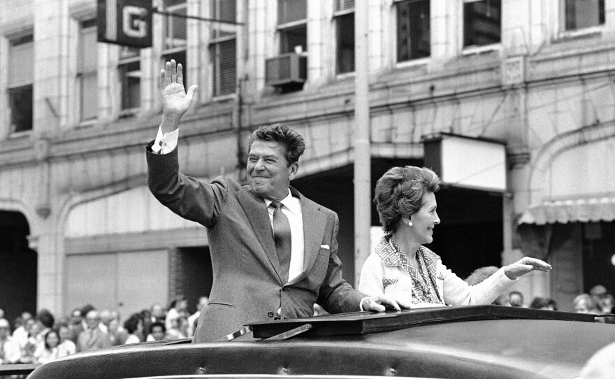 Then-candidate Reagan and his wife, Nancy Reagan, campaign in Ohio in 1980.