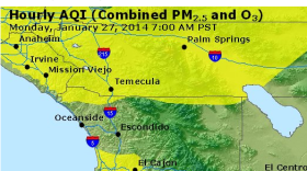 San Diego County pollution map on January 27, 2014 at 7 a.m.