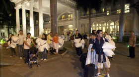 Honolulu, Hawaii, residents evacuate on March 11, 2011 as they prepared for a possible tsunami. 