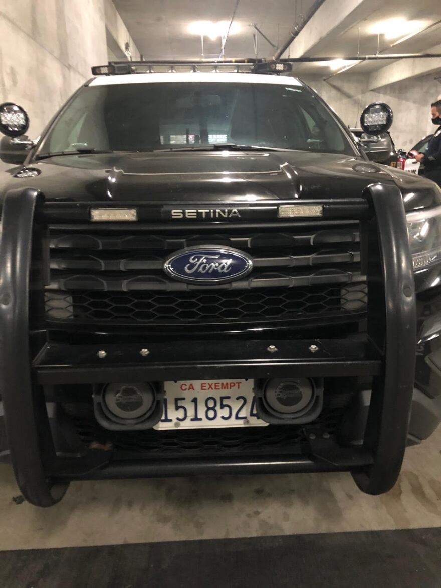 Pictured above is one of four Chula Vista Police Department vehicles equipped with license plate readers affixed atop. Dec. 7, 2021.