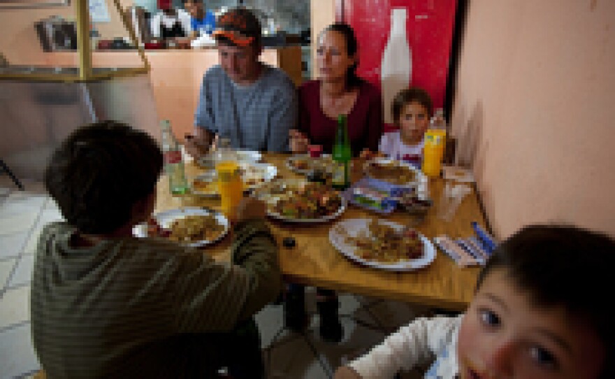 The Ball family eat at Miguel Angel Luna's Chinese restaurant "El Pandita Asiatico Express," in Palomas, Mexico.