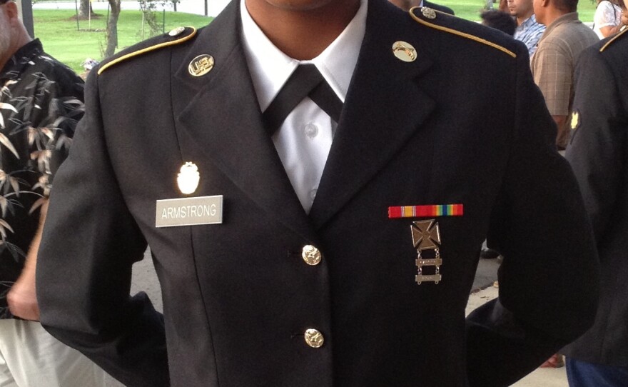 Armstrong is now a military police officer stationed at Fort Belvoir. She recited her poem, "My Soldier's Creed," at her basic training graduation.