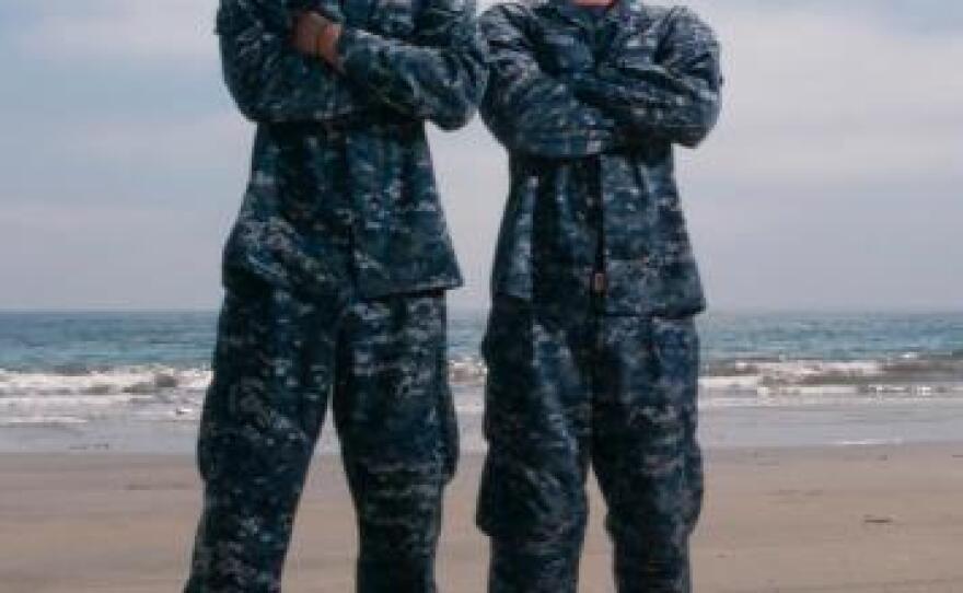 ABE3 Taylor Johnson and ABE3 Patrick Kelley from Air Department's V-2 Division