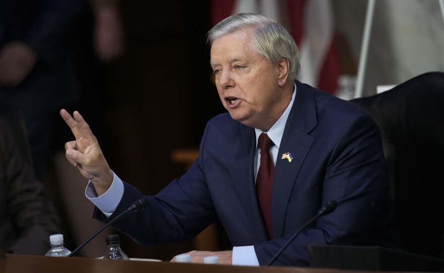 Sen. Lindsey Graham, R-S.C., questions Supreme Court nominee Judge Ketanji Brown Jackson during her Senate Judiciary Committee confirmation hearing on Wednesday.