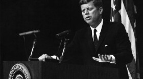 President John F. Kennedy speaks during a press conference.