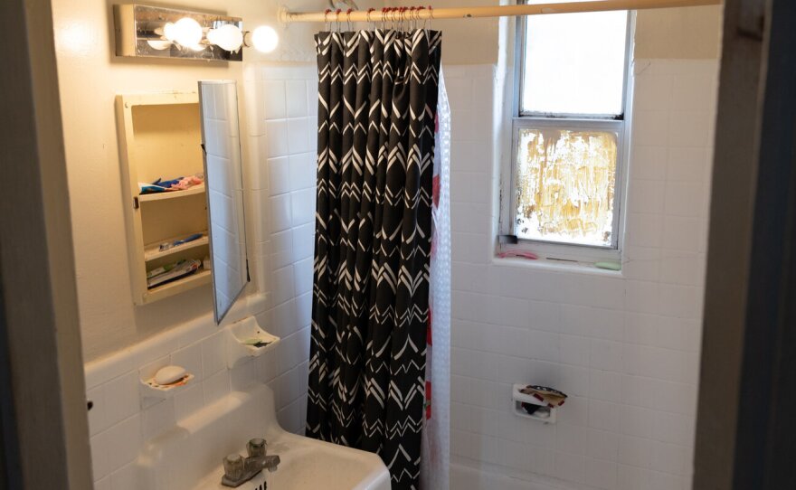 A landlord recently repainted the bathroom after a long dispute with a tenant at the Bedford and Victoria Station complex in Hyattsville, Md.