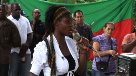 Francia Márquez, leader of the Afro-Colombian community of La Toma, Suarez, delivers a speech at a government meeting on May 26, 2010. The community faces the threat of eviction from their ancestral lands due to authorization of mining licenses without their prior consultation.