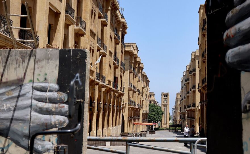 In May, workers removed sections of a concrete barrier that security forces had erected in 2020 to block off the streets leading to the country's parliament building in Beirut.