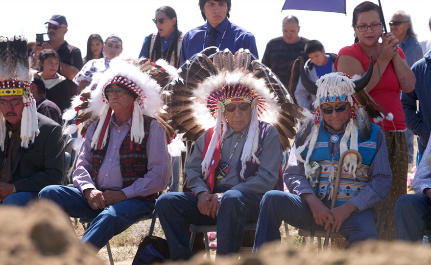 Old men' officiating at the reburials (from right: Hubert Friday, Nelson White, Crawford White), Wind River Reservation