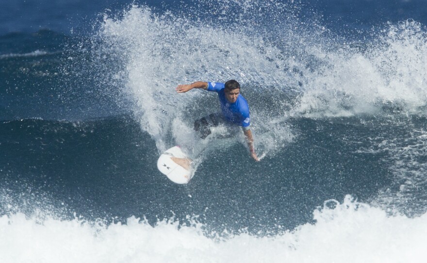 Australia's Julian Wilson cuts back on a wave during his heat against Michel Bourez on day 5 of last year's Margaret River Pro Surfing Competition.