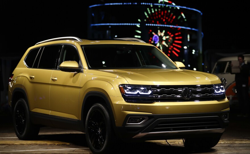 The 2018 Volkswagen Atlas is displayed at an unveiling event, in Santa Monica, Calif.