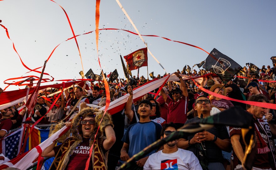 Sacramento Republic fans cheer as the U.S. Open semifinal game begins in Sacramento, Calif. on July 27, 2022.