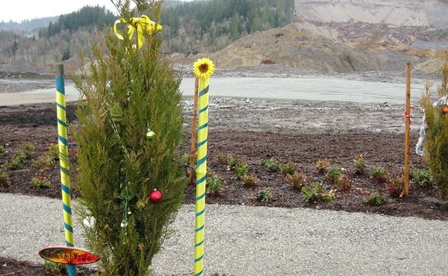 Forty-three trees now mark the area where the same number of people were killed in a massive landslide in Oso, Wash.