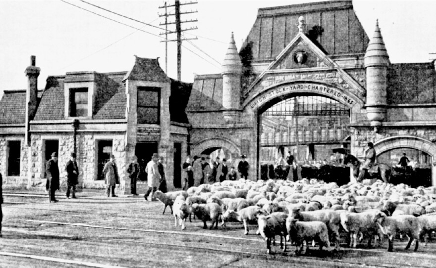 The famed architectural firm Burnham and Root designed the iconic entranceway to the Union Stock Yard in 1879. It quickly became the symbol of the market and the meat industry in Chicago.