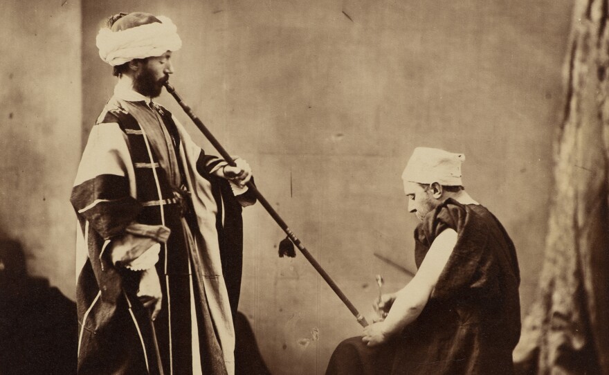 Orientalist Study, 1858. The two men are in fact white Europeans, posing in a London studio.