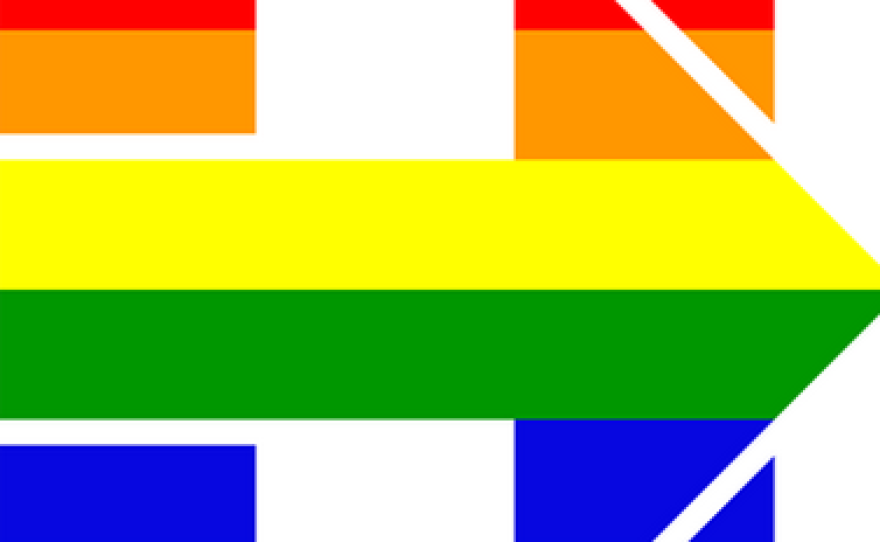 Hillary Clinton's campaign logo was changed Tuesday to show support for same-sex marriage on the day of oral arguments at the Supreme Court.