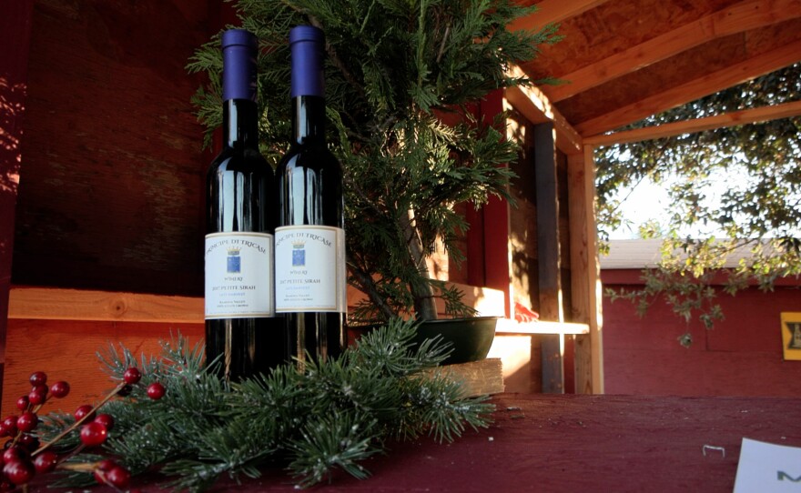 Principe di Tricase wines on display at Highland Valley Christmas Tree Farm, which is also a winery where the wine is produced, Dec. 5, 2023