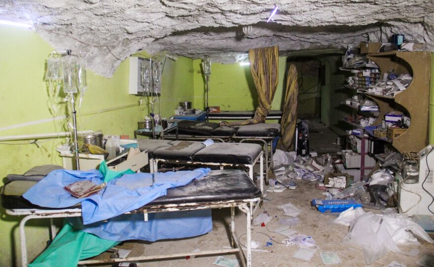 A hospital room in rebel-held Khan Shaykhun was destroyed in the suspected chemical weapons attack.