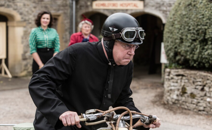 Father Brown (MARK WILLIAMS) in a scene from "The Fire In The Sky."