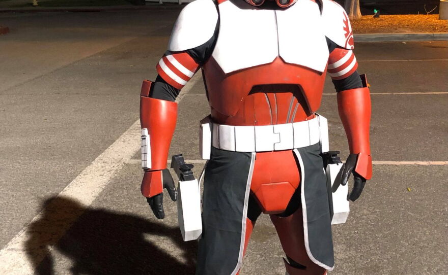 Trevor Newton, who does a spot on Hawkeye cosplay, shows his love for "Star Wars" with a clone trooper costume.
