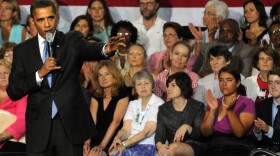 President Barack Obama speaks at a town hall meeting about the need for health care reform to a crowd of 1,800 on August 11, 2009 in Portsmouth, New Hampshire. 