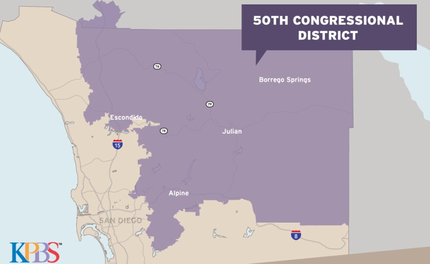 A map shows California's Congressional District 50, May 2018.