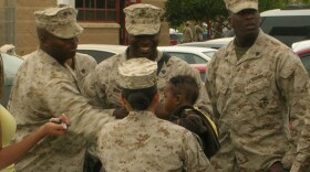 Marines deploying from Marine Corps Air Station Miramar said good-bye to family members after a steak and egg breakfast at the base Sept. 8.