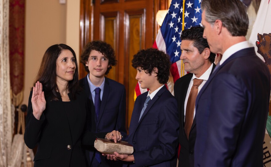 Justice Patricia Guerrero was sworn in as the newest judge of California's Supreme Court Monday, becoming the first Latina woman in the role.